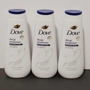 3 Dove Deep Moisture Body Wash Nourishes Driest Skin 24hr Lotion-Soft Skin 20oz
